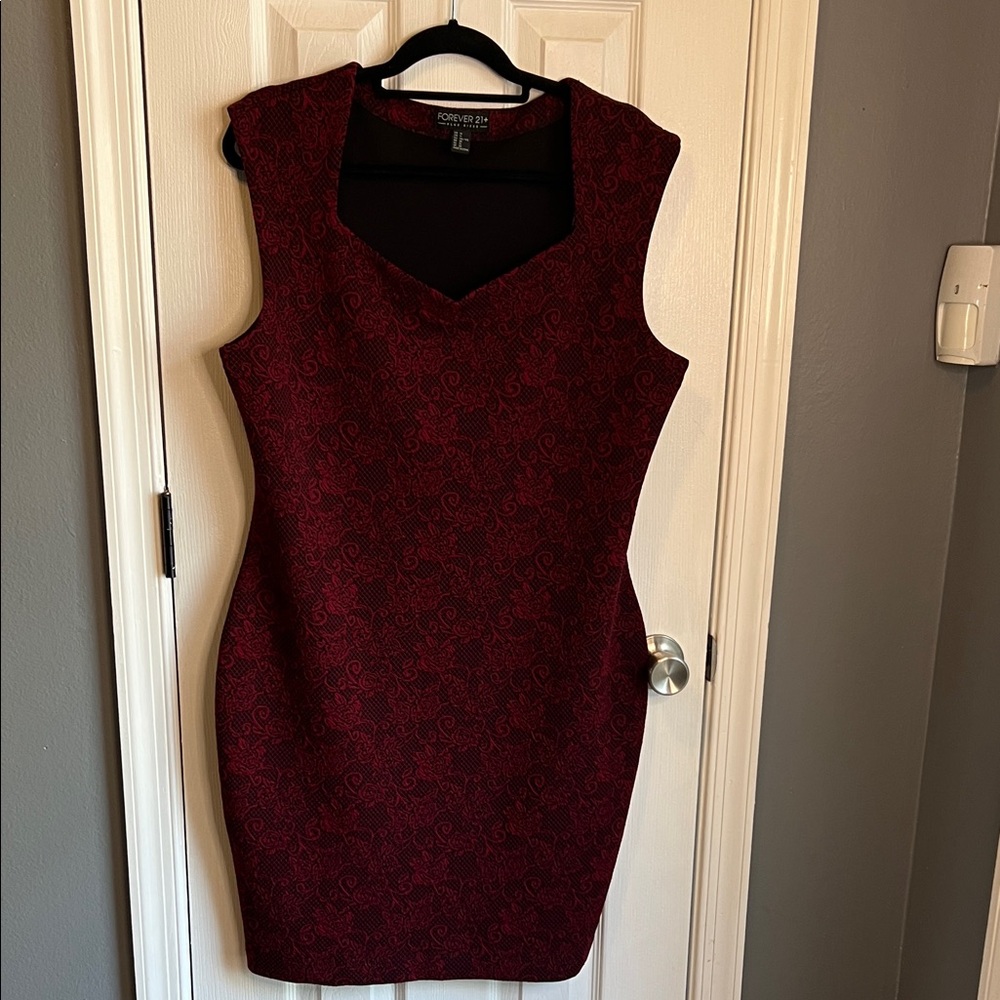 Forever 21 Red Red Floral Form Fitting Mini Dress